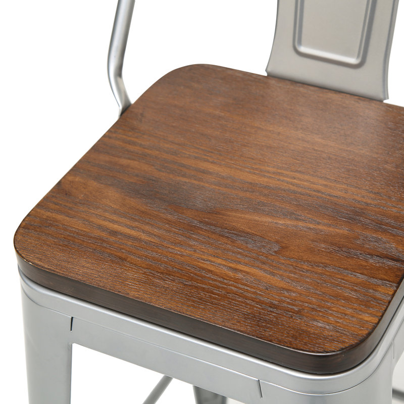 Saleh Counter Stool with Metal Frame, Silver, Counter Stool (26" Seat Height)