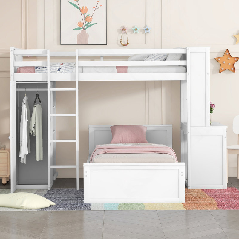 Lit mezzanine avec support Kelilah, Blanc