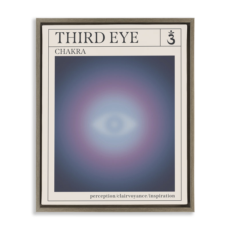 «Three Eye Chakra Meditation», art mural encadré flottant par Wild Apple, H 31 po x l 25 po, Cadre flottant orme Montalcino