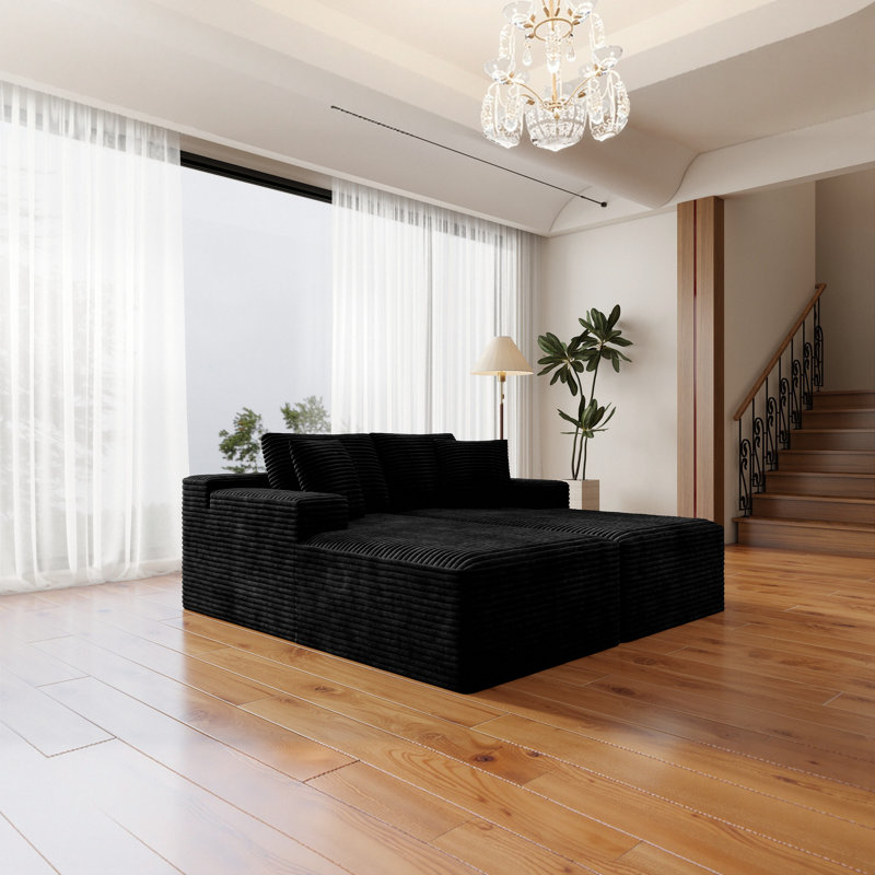 Canapé modulaire modulaire, sièges profonds, canapé rembourré, Noir