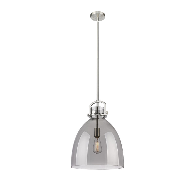 Luminaire suspendu 1 lumière Badillo, H 18,25 po x l 14 po x P 14 po, Plaqué couleur fumée, Nickel satiné