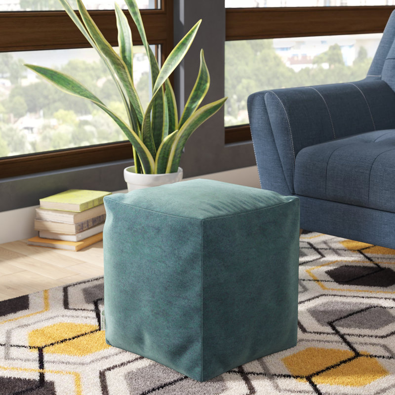 Sosebee Velvet Pouf, Azure Velvet