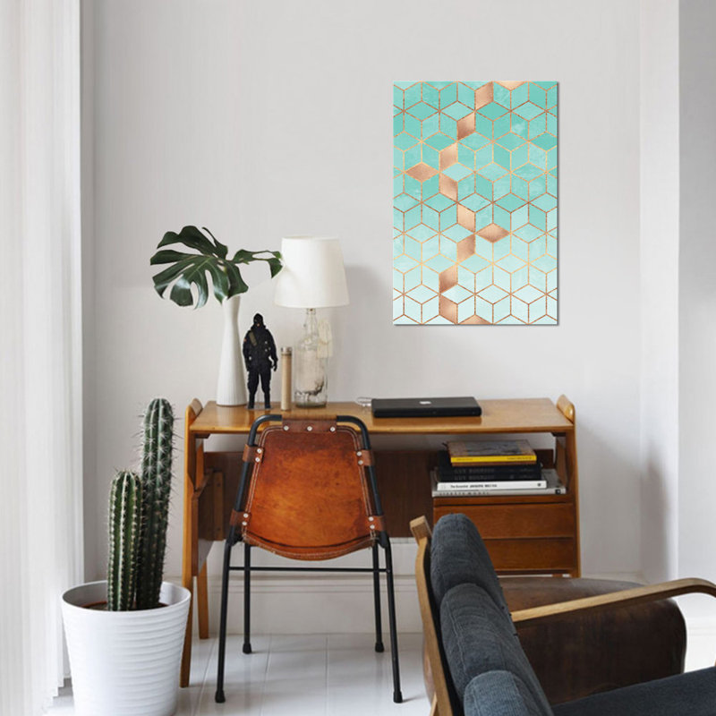 « mou gradient aquamarine », impression sur toile, H 12 po x l 8 po x P 0,75 po, Toile tendue, Pas de tapis