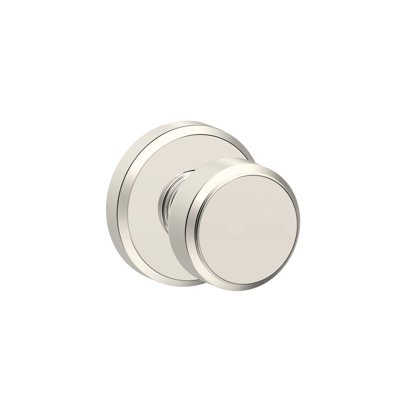 Bowery Knob with Greyson Trim Non-Turning Lock, Bright Nickel