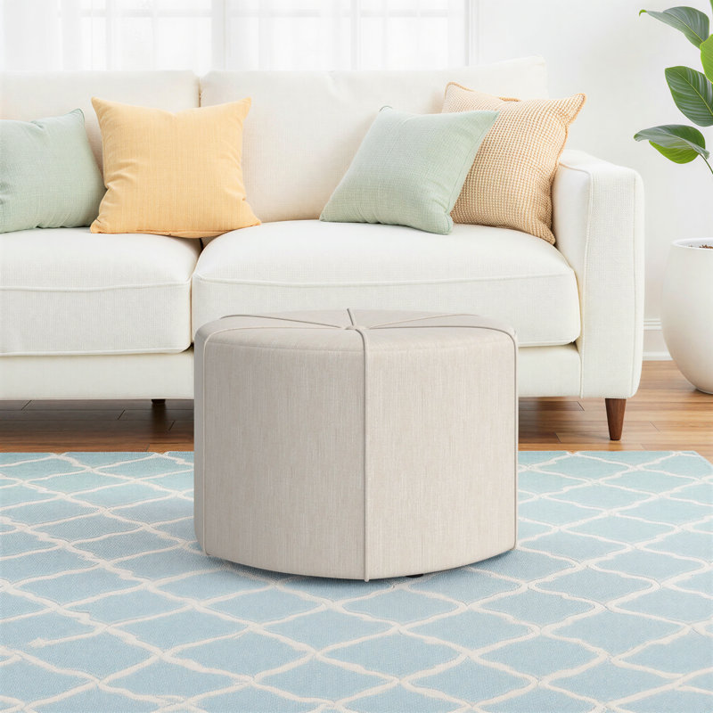 Anthany Upholstered Ottoman, Beige 100% Polyester