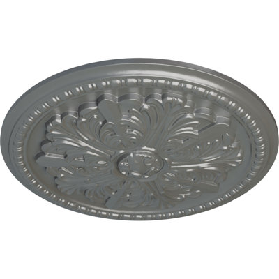 Endurathane Swindon Ceiling Medallion, 16 7/8"OD x 1 1/2"P (Fits Canopies up to 2 7/8"), Hand-Painted Silver Finish