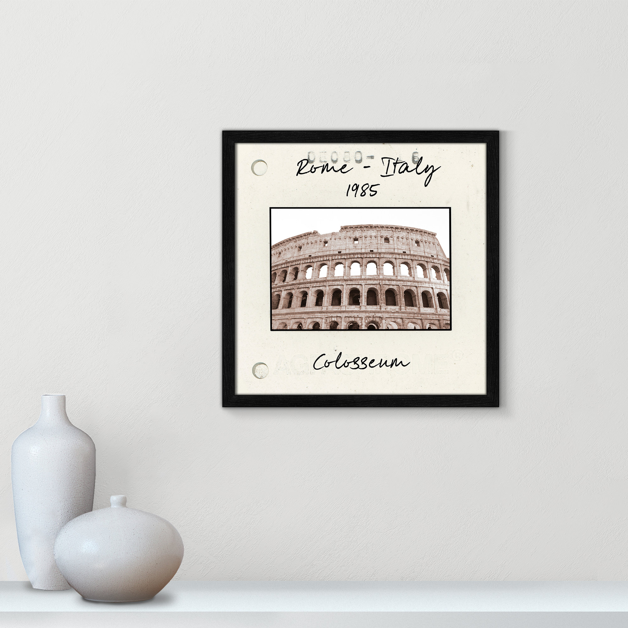 Rome, Italy - Colosseum Print by Natalie Carpentieri, 17" H x 17" W x 0.75" D, Black Single Picture Framed Paper