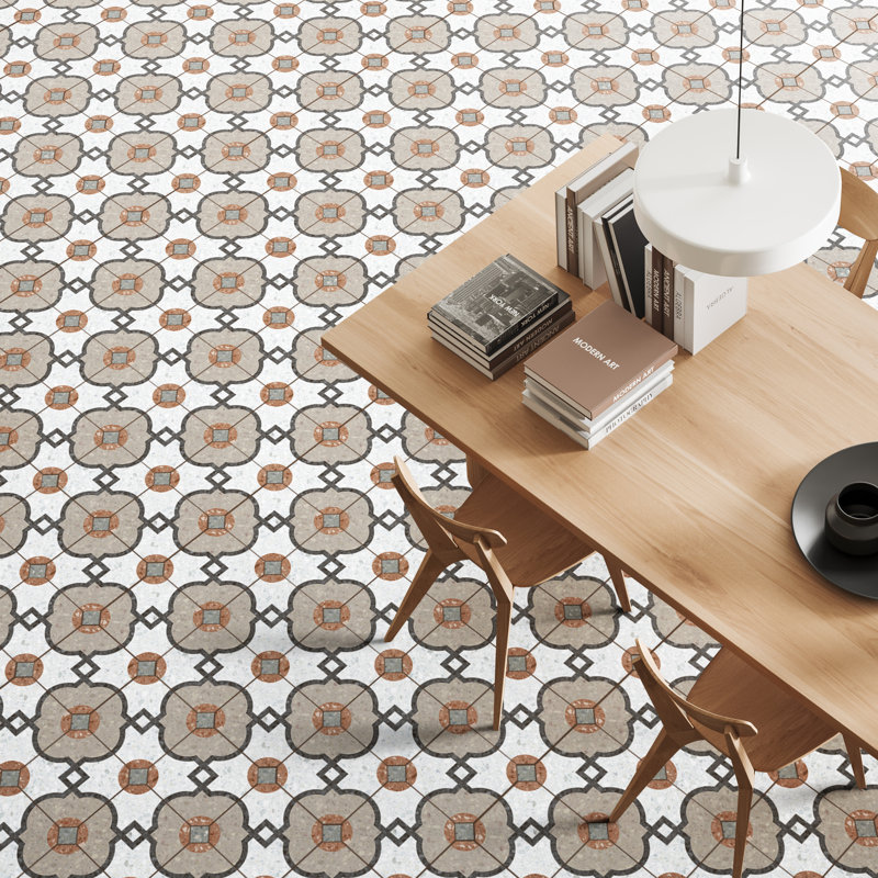 Riviera Octagon Grimaud Multicolor W/Taco 7-7/8 In. X 7-7/8 In. Porcelain Floor And Wall Tile, White/Green