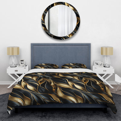 Literie opulente à motif glamour noir et doré