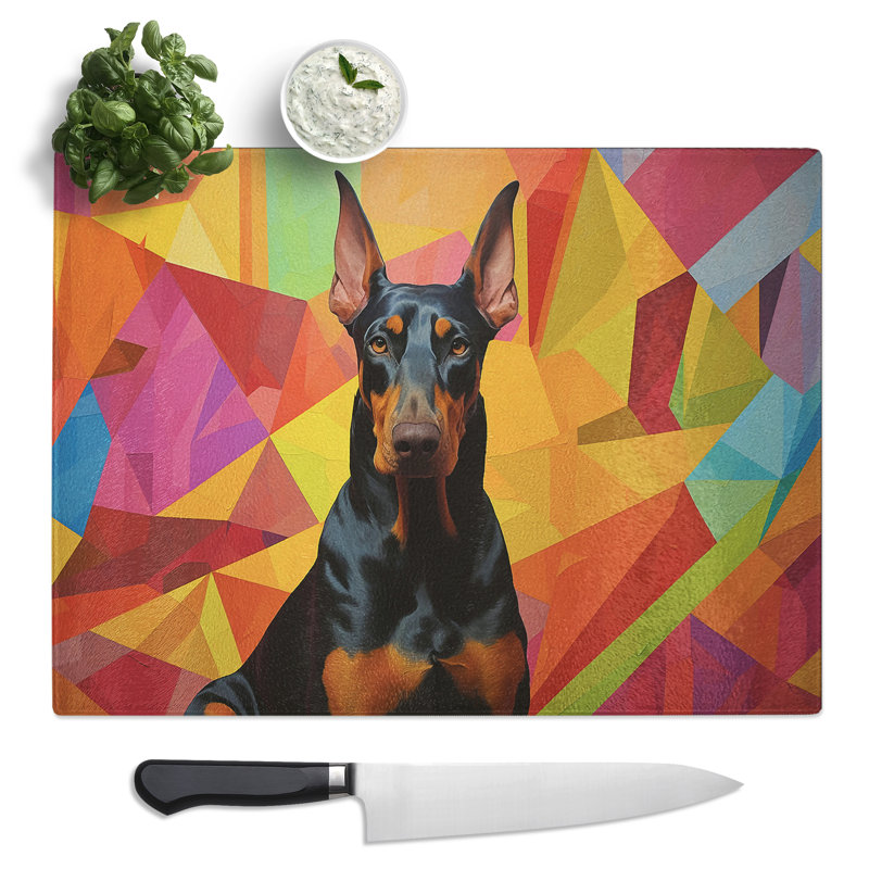 Doberman Colour Field  Glass Chopping Board