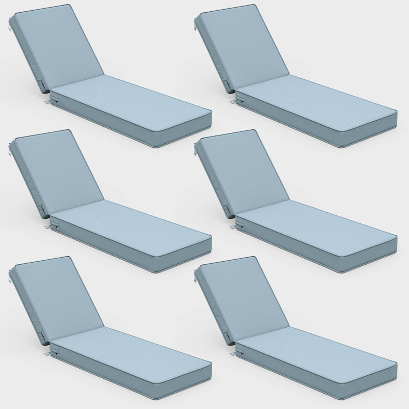 Coussin de chaise longue d'extérieur, seulement coussins, L 80 po x P 26 po, Bleu ciel
