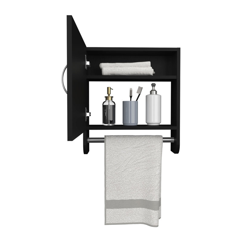 Armoire à pharmacie blanche à miroir avec porte-serviettes, H 19,7 po et l 17,7 po, deux tablettes pour la salle de bain, unité d'organisation simple et pratique