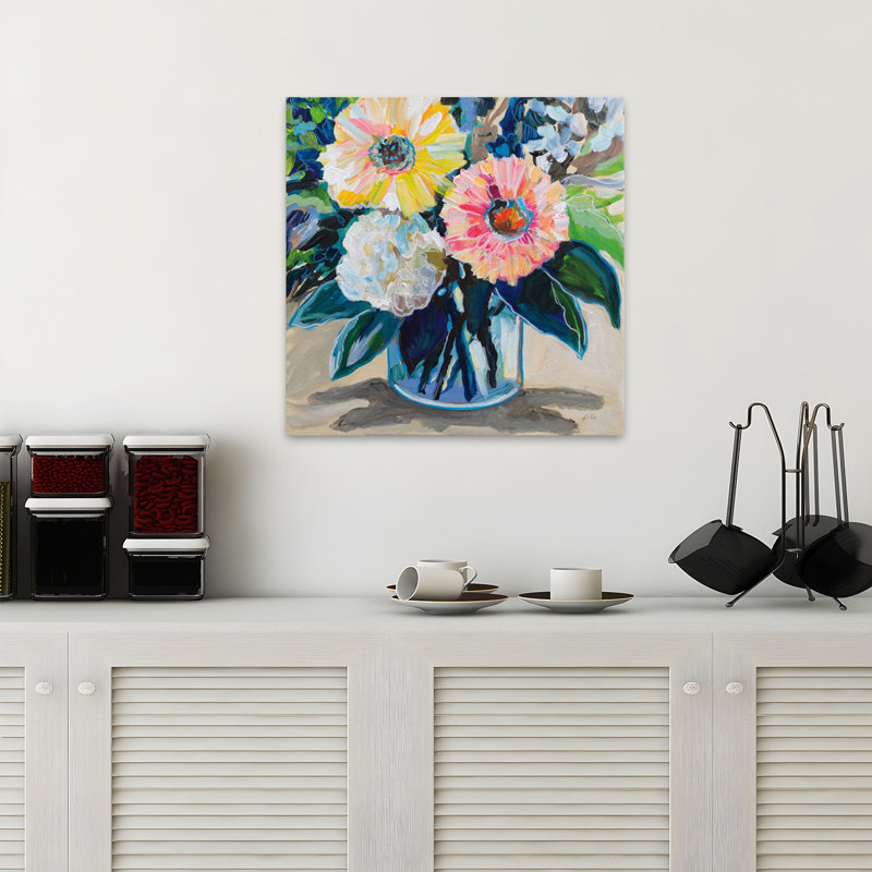 My Treasure, art floral contemporain, H 18 po x l 18 po