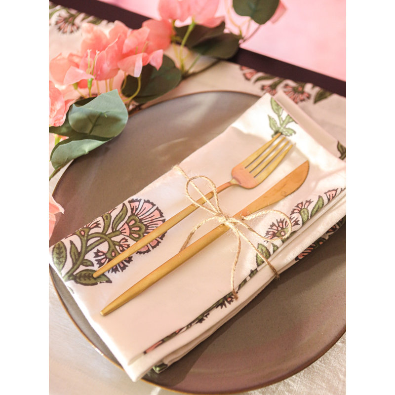 Begum Table Napkin, Pink/Green/Black Floral
