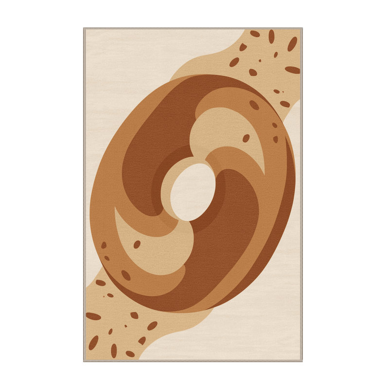 Tapis beige moelleux moelleux et moderne Acheson Bagel, 7 x 10