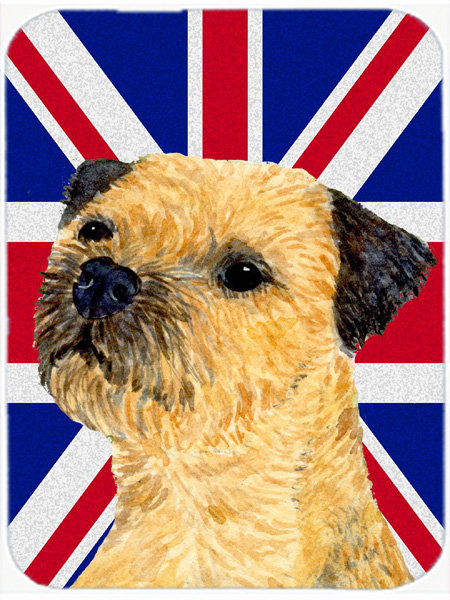 Bordure des trésors de terrier avec planche à découper en verre à drapeau anglais britannique caroline Union Jack
