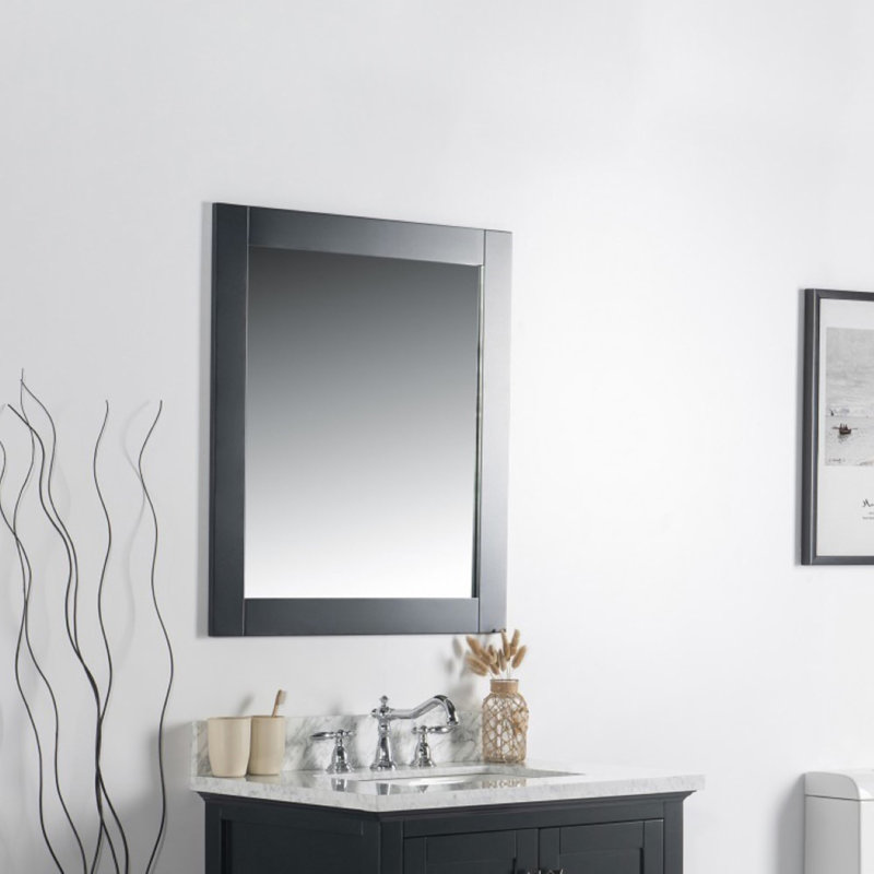Miroir de salle de bain Aviara, Gris foncé, H 31,5 po x l 28 po