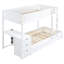 Lit superposé Twintwin avec bureau de rangement, lit gigogne simple et prises de courant, blanc - chambre à coucher moderne indispensable pour les familles