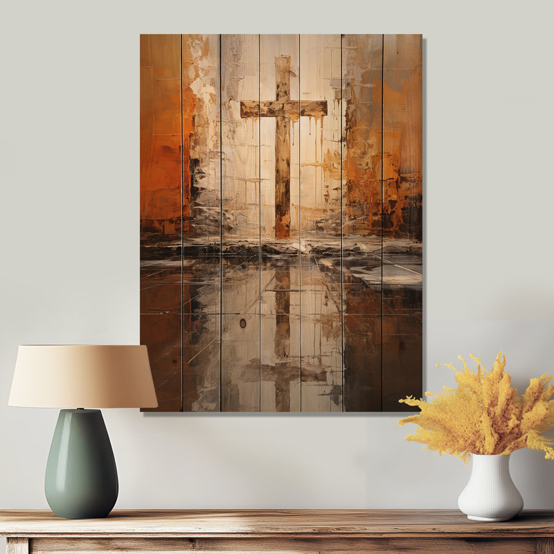 Christianisme, dévotion chrétienne sur bois, H 40 po x l 30 po x P 0,78 po