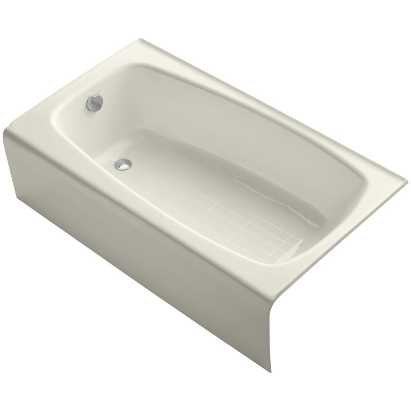 Seaforth 54" x 30" Alcove/Tile in Soaking Cast Iron Bathtub, Biscuit, Left