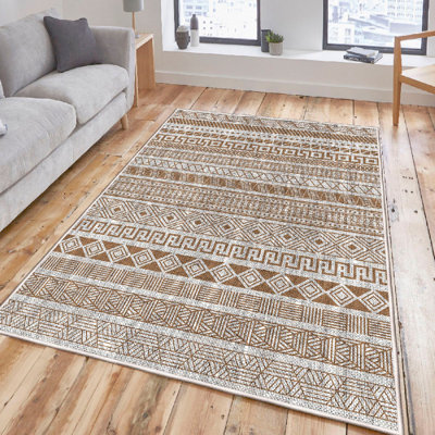 Premium Cotton Area Rug (50 x 80 cm / 1.6 x 2.6 ft), Antibacterial, Non-Slip PVC Underside, 100% Cotton, 1.3 lbs, Total Thickness: 0.3 inches | Machine Washable, Grey & Camel Colors, Perfect for Living Room & Bedroom