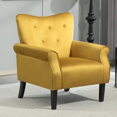 upholstery modern armchair with wood legs and wing back