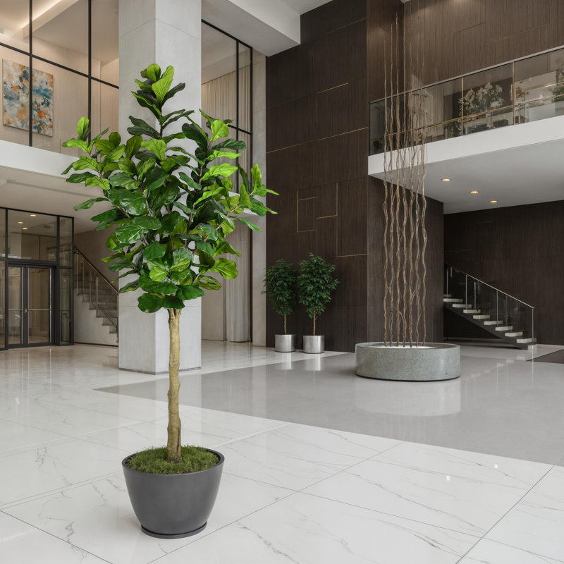 Arbre à violon artificiel en pot 10 pi, L 120 po x l 65 po x P 65 po