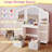 Melisa 2-in-1 Princess Makeup Desk & Chair With Tri-folding Detachable Mirror, Qpen Storage Shelves Pretend Play Dressing Table, Ideal Gift for Little Girls-103535514