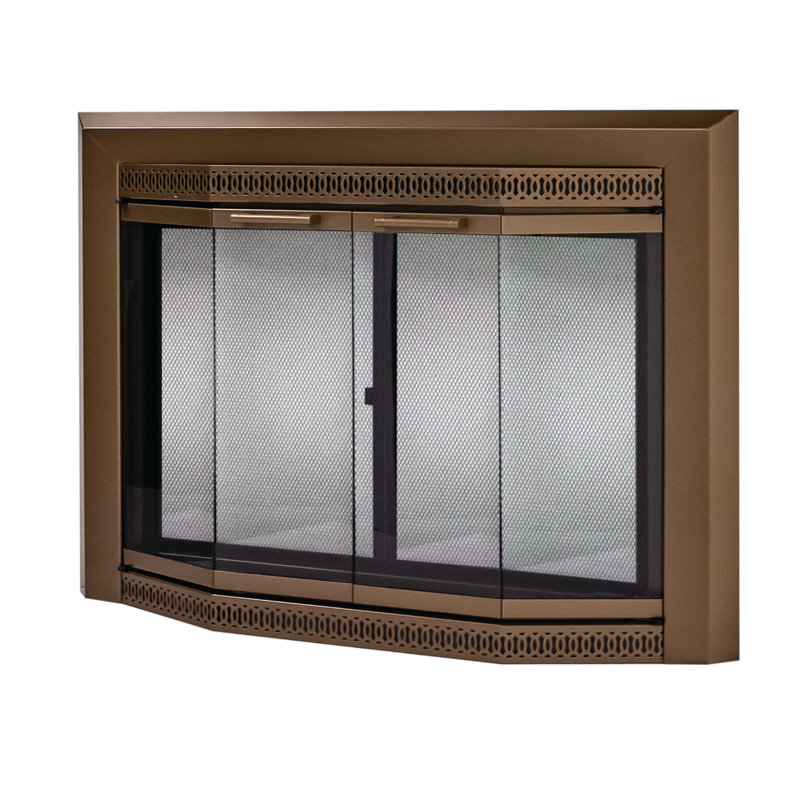 Portes de foyer pliantes en acier Mikole, Laiton héritage, H 31 po x l 44,5 po x P 4,75 po