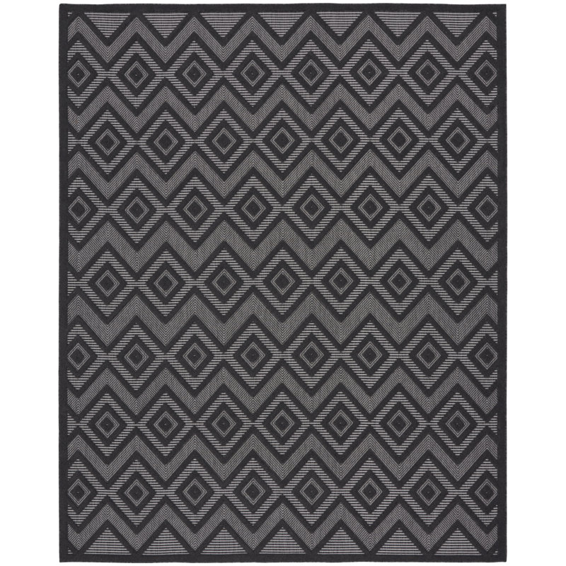 Foundry Select Versatile Diamond Charcoal/Black Indoor/Outdoor Area Rug, Rectangle 7' x 10'