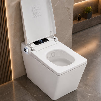 Toilette allongée intelligente monobloc 1,28 GPF (économe en eau) (siège inclus)