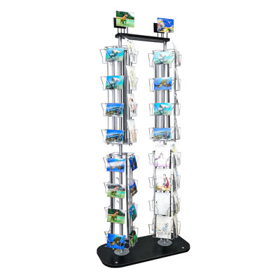 DVD,CD,Blueray, Literature,Greeting Card Postcard Rack Display High Capacity 64 Adjustable Pockets 5.1" To 10.6" Wide, Up To 8" Tall Cards 11875-1BOX