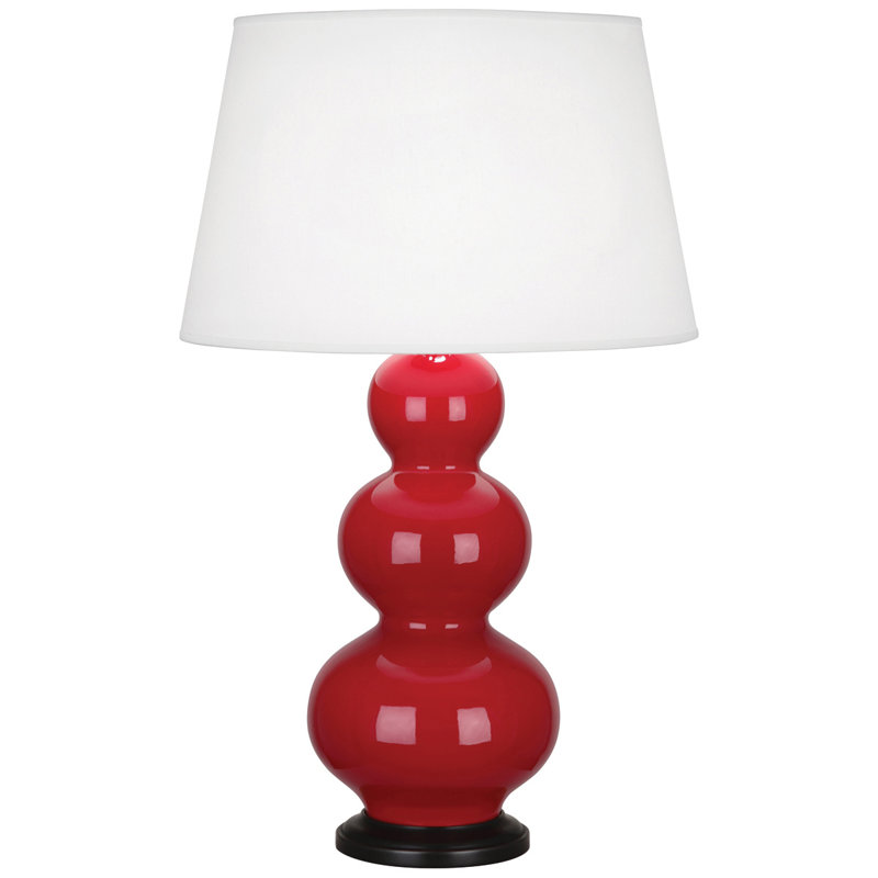 Triple Gourd Ceramic Table Lamp, Ruby Red/Deep Patina Bronze, Deep Patina Bronze