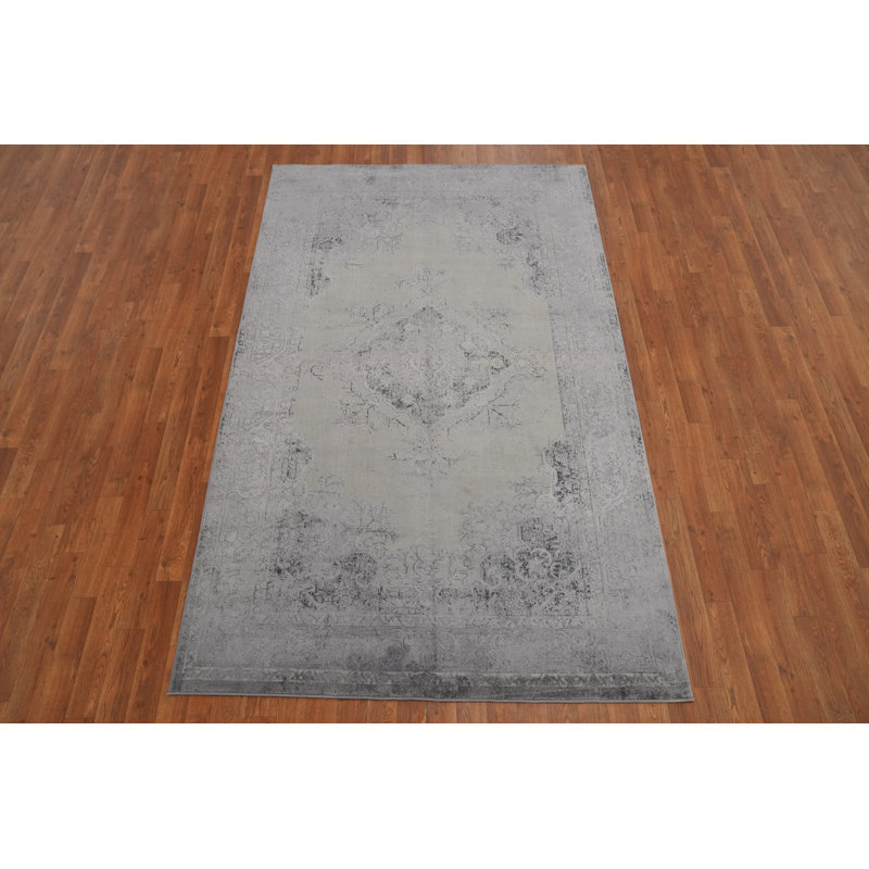 Tapis gris élégant délavé 5 x 8 pour décors modernes