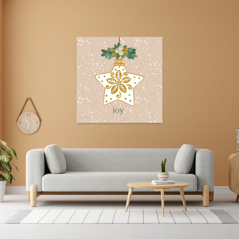 Ornement contemporain «Snowy Joy» avec art des Fêtes de Noël, H 48 po x l 48 po