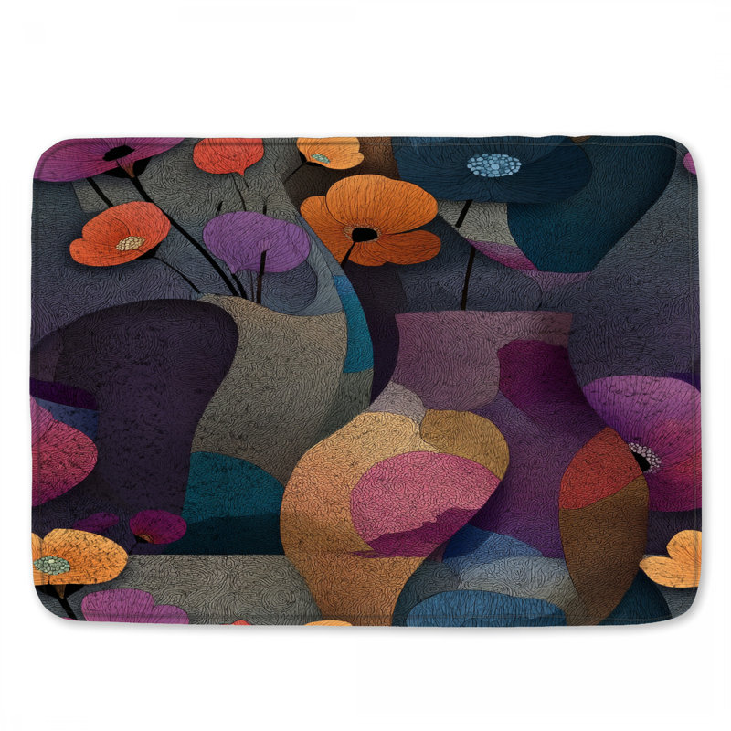 Tapis de bain floral, 24in W x 17in L