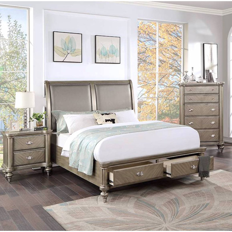 Mionna Vegan Leather Standard Storage Bed, California King