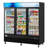 78 in. 53 cu. ft. 3 Door Commercial Refrigerator in Black Steel with Glass Door