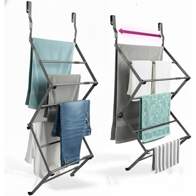 Expandable Over the Door 3-Tier Foldable Laundry Drying Rack