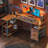 L-Shaped Office Desk With Power Outlet, 47-Inch Computer Desk With 3 Drawers And Shelves, Suitable For Gaming, Corner Work, Home Office, Study, Retro Brown.