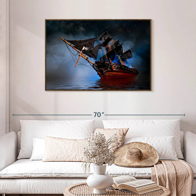 Bateau pirate, Cadre flottant noyer, 43 po x 29 po