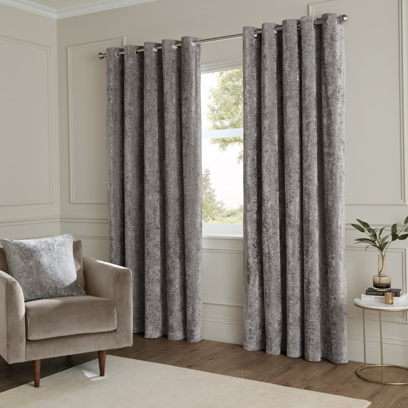 Lustre Velvet Room Darkening Curtain Panel Pair, 229cm Width x 229cm Drop, Grey