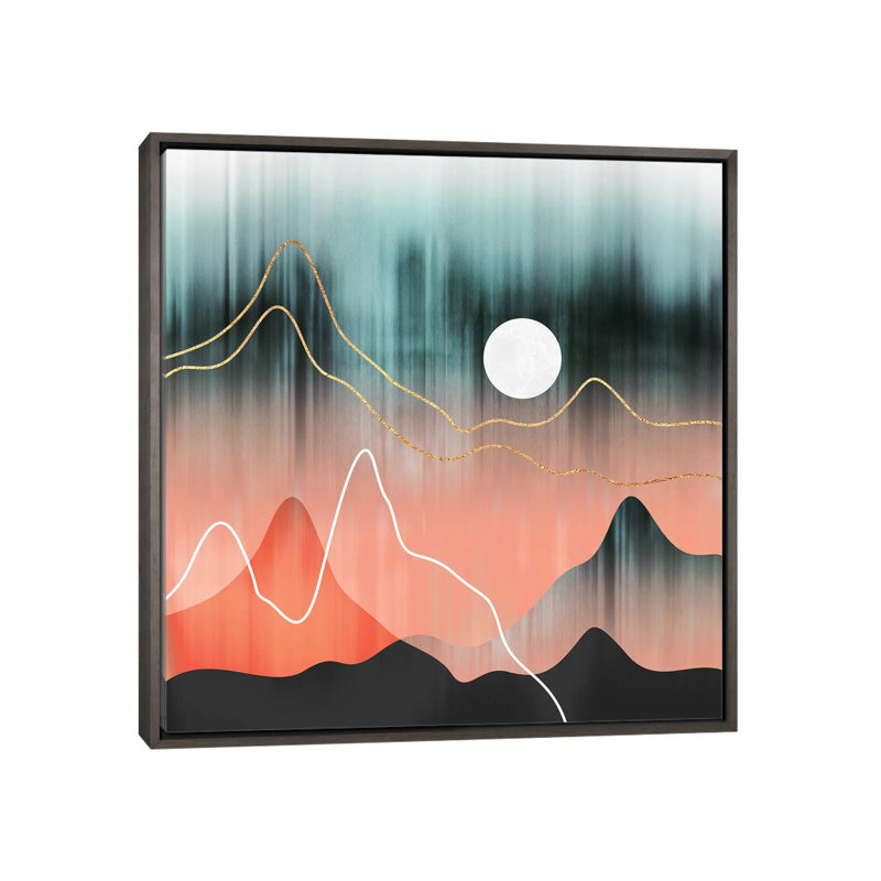 Impression d’art graphique, "mountainscape II" par Elisabeth Fredriksson, Pas de tapis, H 26 po x l 26 po x P 1,5 po