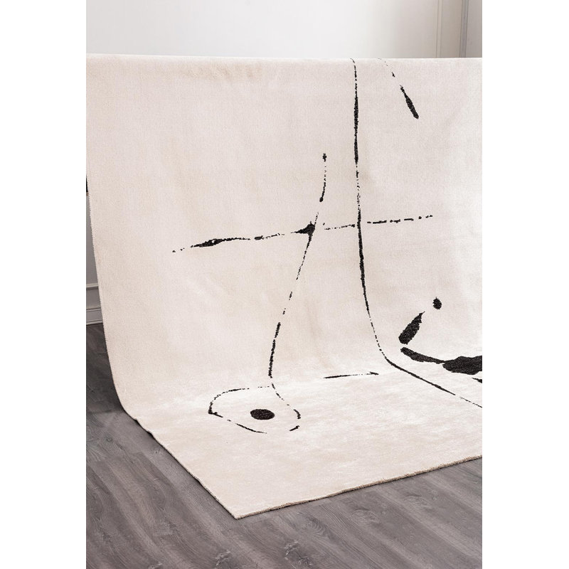 Mid Century Modern Abstract Opart Rug, Rectangle 7'10" x 9'10"