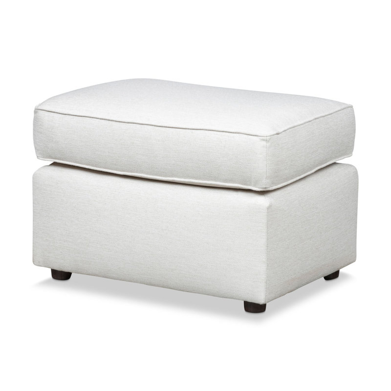 Leigh Upholstered Ottoman, Classic Bleach White Twill