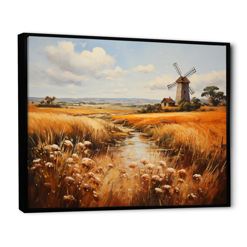 «Danemark Windmill Serenade», reproduction sur toile, H 34 po x l 44 po x P 1,5 po, Cadre flottant noir