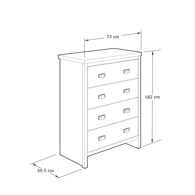 Alechandre 73cm W 4 - Drawer Chest of Drawers, Grey