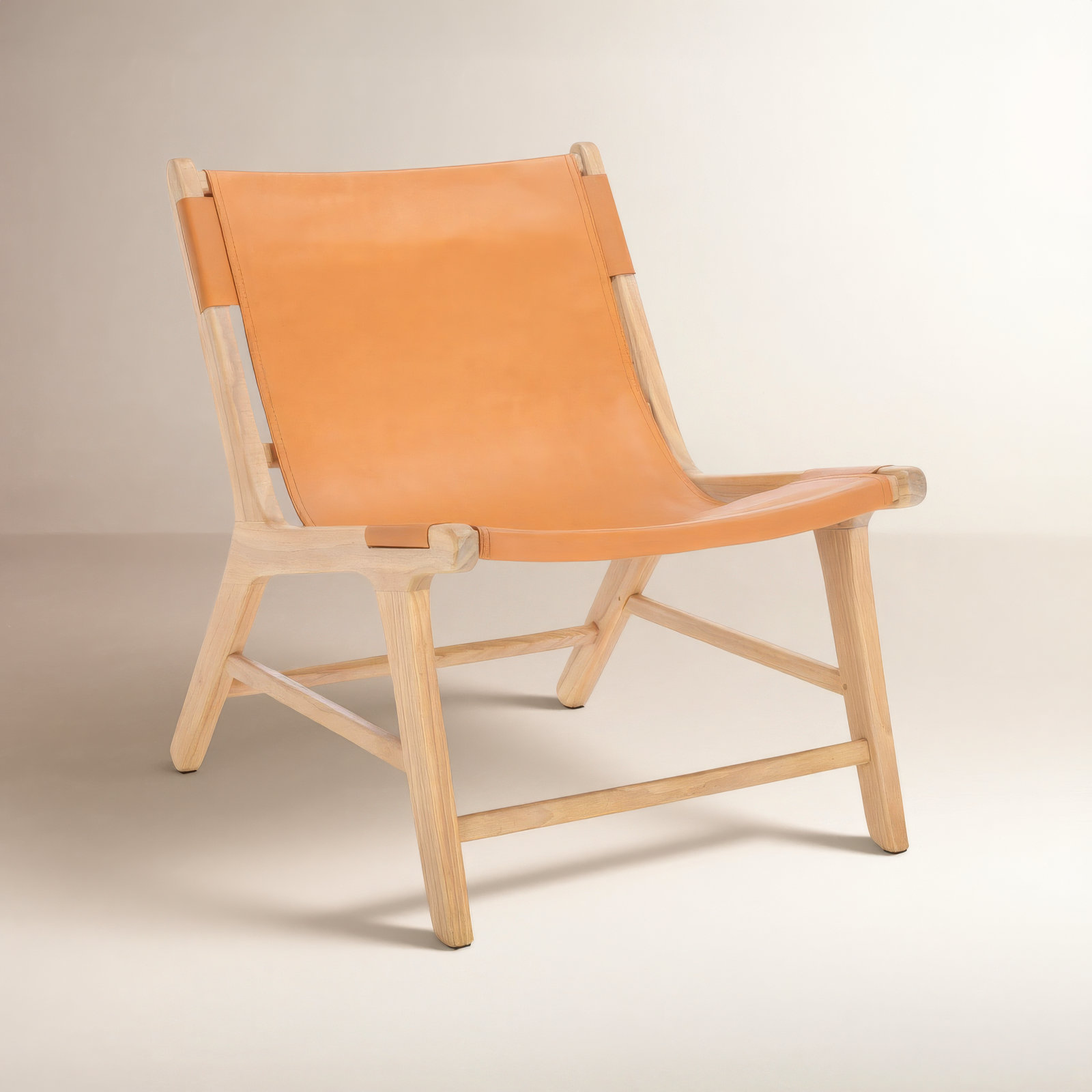 Kizzy Leather Accent Chair, Natural, Tan Leather