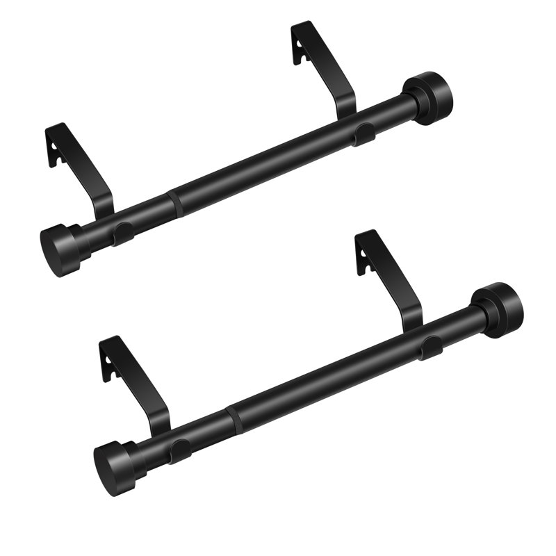 Ensemble de tringle à rideaux latéraux de 1 pouce de diamètre avec embouts, 12 à 20 pouces (ensemble de 2), Noir