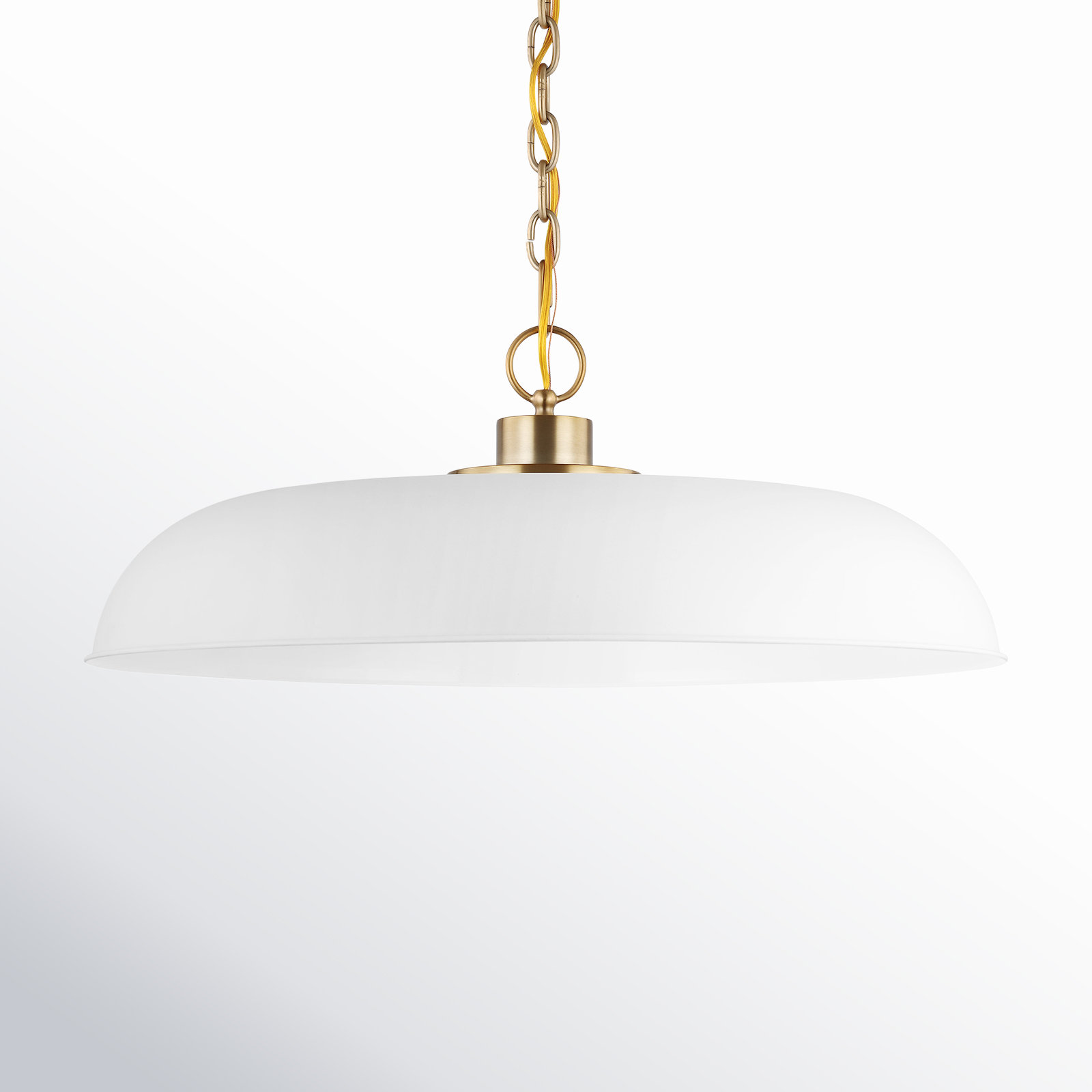 Eddy Dimmable Dome Single Light Pendant, Matte White/Burnished Brass, 8" H x 24" W x 24" D